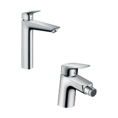 Immagine di Hansgrohe LOGIS set rubinetteria con miscelatore lavabo con scarico e miscelatore bidet con scarico, finitura cromo SETLOG001