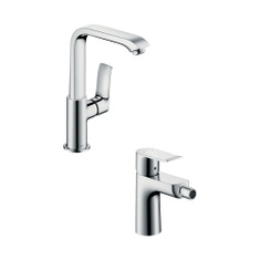 Immagine di Hansgrohe METRIS set rubinetteria con miscelatore lavabo con scarico e miscelatore bidet con scarico, finitura cromo SETME001