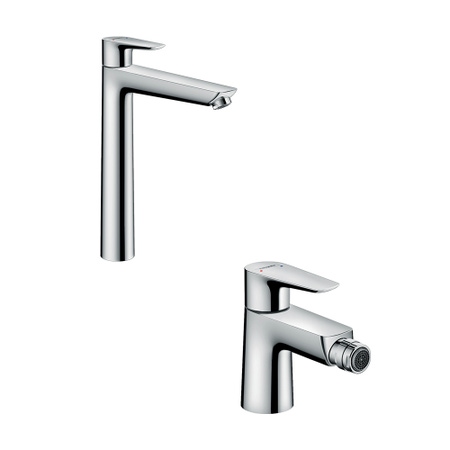 Immagine di Hansgrohe TALIS E set rubinetteria con miscelatore lavabo con scarico e miscelatore bidetcon scarico, finitura cromo SETALE001