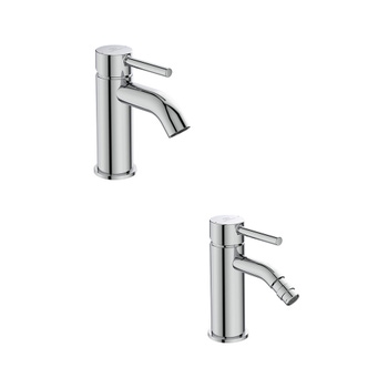 Immagine di Ideal Standard CERALINE set rubinetteria con miscelatore lavabo con scarico e miscelatore bidet con scarico, finitura cromo SETCE002