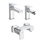 Immagine di Ideal Standard EDGE set rubinetteria con miscelatore lavabo senza scarico, miscelatore bidet con scarico e miscelatore monocomando esterno doccia, finitura cromo SETED003
