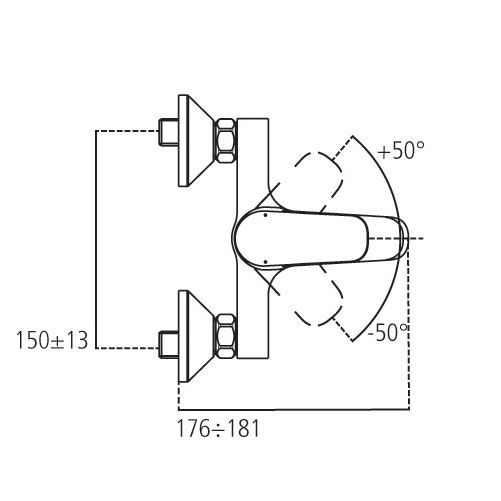 Immagine di Ceramica Dolomite BASE miscelatore esterno per vasca/doccia, dotato di bocca di erogazione fissa e deviatore, doccetta ad 1 funzione, finitura cromo B5120AA
