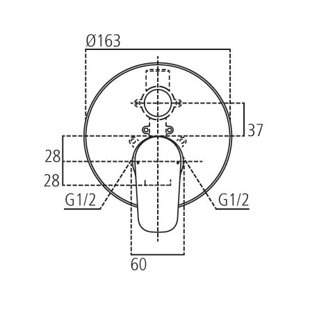 Immagine di Ceramica Dolomite BASE miscelatore monocomando ad incasso per vasca/doccia, non è corredato di componenti doccia, finitura cromo A6728AA