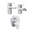 Immagine di Ceramica Dolomite BASE set rubinetteria con miscelatore lavabo con scarico, miscelatore bidet con scarico, miscelatore monocomando ad incasso per vasca e doccia e corpo incasso incluso, finitura cromo SETBA002