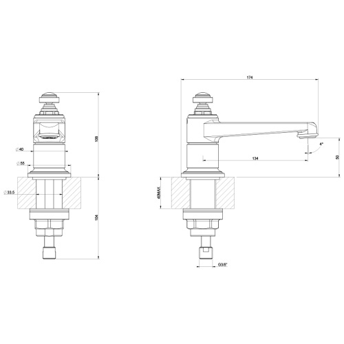 Immagine di Gessi VENTI20 bocca lavabo H.11 cm, finitura cromo 65021#031
