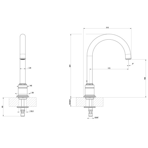 Immagine di Gessi VENTI20 bocca lavabo H.28 cm, ad ombrello, finitura cromo 65025#031