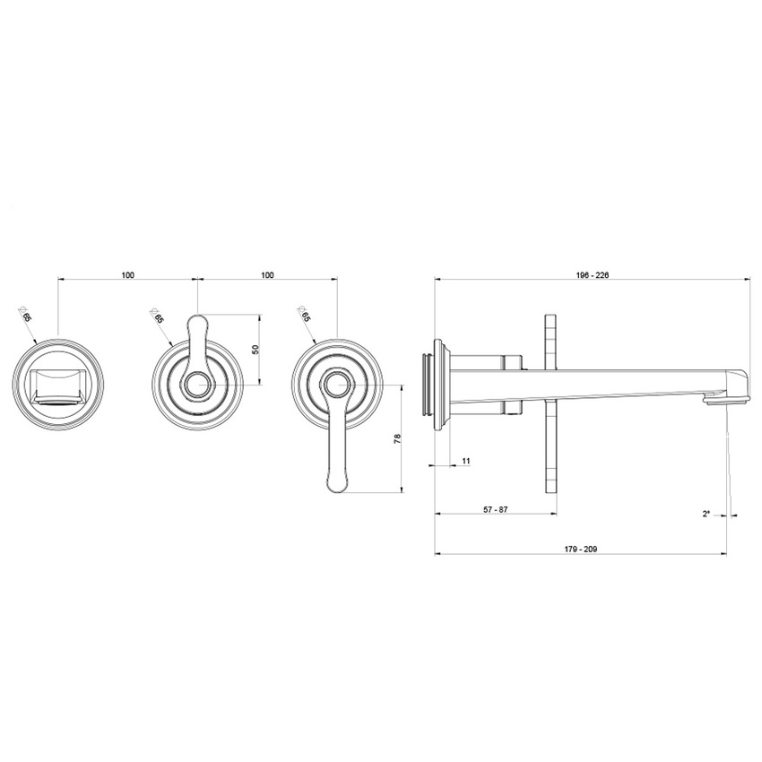 Immagine di Gessi VENTI20 miscelatore a parete, 2 vie, con deviatore e bocca, finitura cromo 65042#031