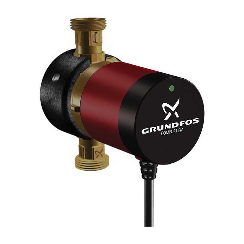 Immagine di Grundfos COMFORT 15-14 BX PM Circolatore a rotore bagnato per impianti di acqua calda sanitaria domestici, versione base con valvole di intercettazione e non ritorno incorporate, bocche filettate G 1" 97916772