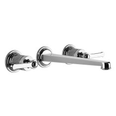 Immagine di Gessi VENTI20 gruppo lavabo a parete 3 fori, bocca P.26 cm, senza scarico, finitura cromo 65090#031