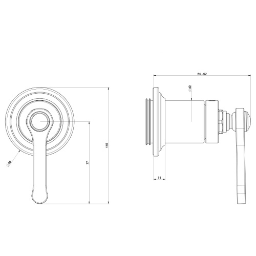 Immagine di Gessi VENTI20 comando remoto a parete, 1 via, finitura cromo 65109#031