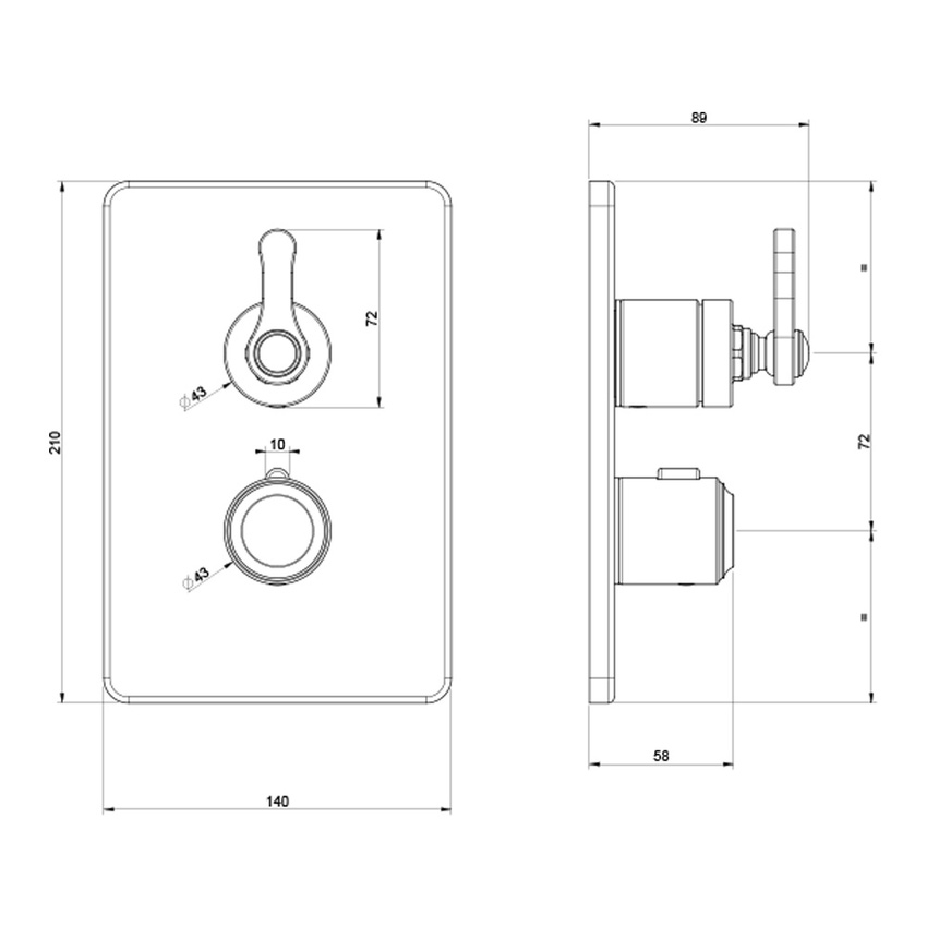Immagine di Gessi VENTI20 miscelatore termostatico doccia, a parete, 1 via, senza corpo incasso, finitura cromo 65133#031