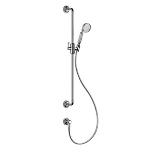 Immagine di Gessi VENTI20 asta saliscendi con presa acqua, doccetta anticalcare e flessibile 150 cm, finitura cromo 65142#031