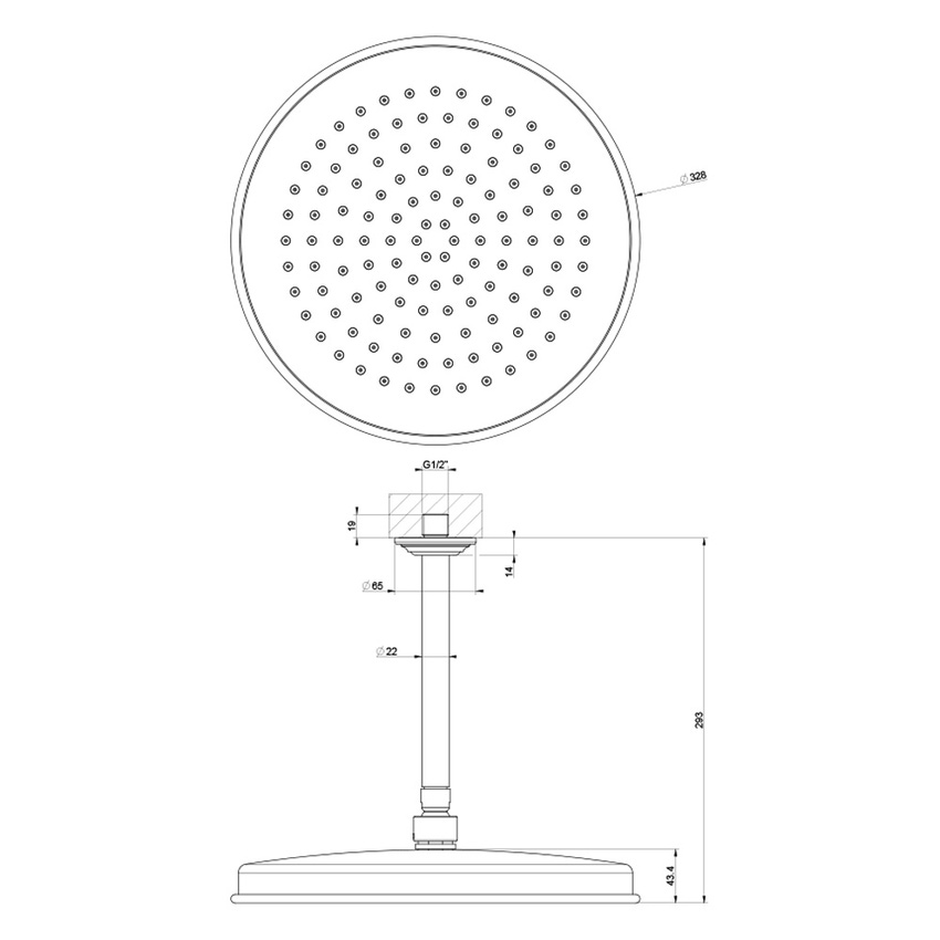 Immagine di Gessi VENTI20 soffione a soffitto orintabile Ø 33 cm, finitura cromo 65153#031