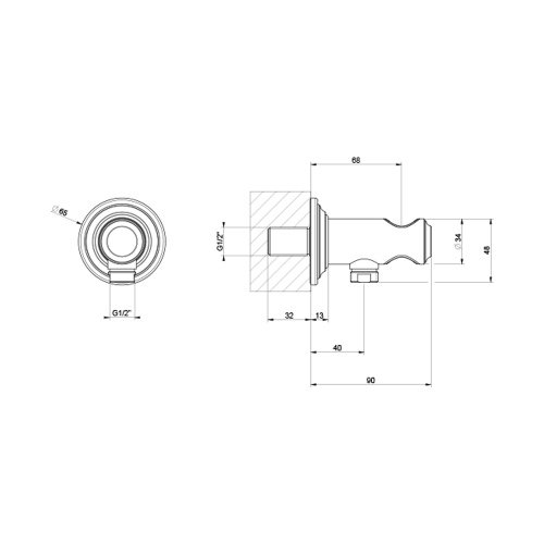 Immagine di Gessi VENTI20 presa acqua con supporto doccetta, finitura cromo 65161#031