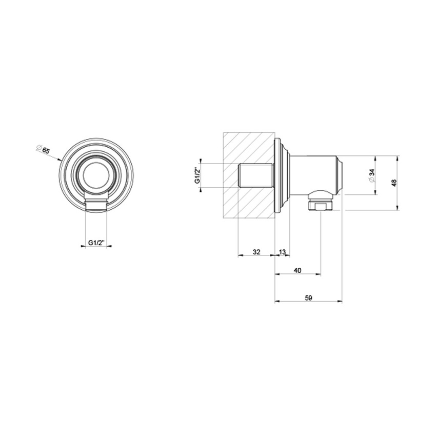 Immagine di Gessi VENTI20 presa acqua, finitura cromo 65169#031