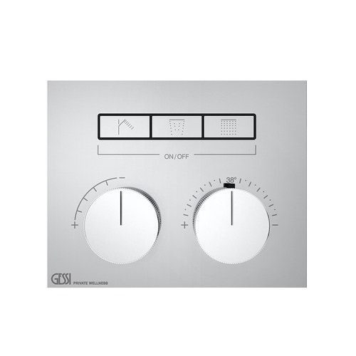 Immagine di Gessi HI-FI COMPACT miscelatore termostatico a tre funzioni simultanee, con pulsanti on-off, senza corpo incasso, finitura cromo 63006#031
