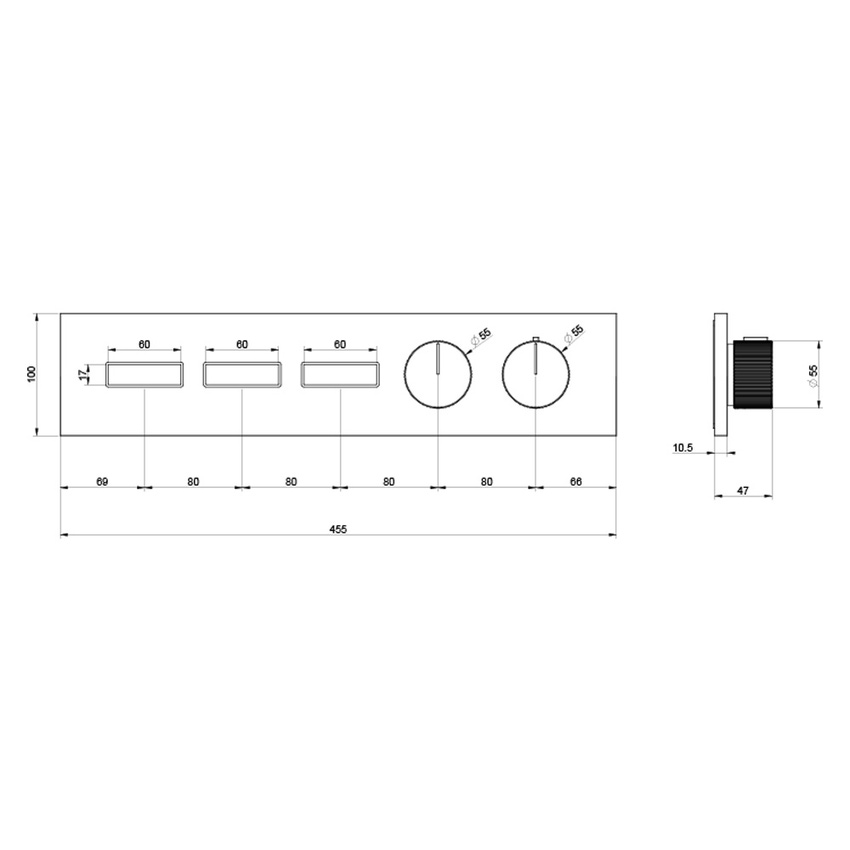 Immagine di Gessi HI-FI LINEAR miscelatore termostatico a tre funzioni simultanee, con pulsanti on-off, senza corpo incasso, finitura cromo 63014#031