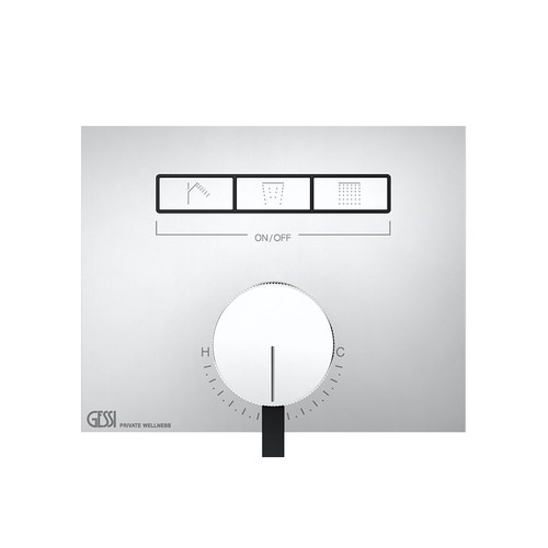 Immagine di Gessi HI-FI MIXER miscelatore monocomando a tre funzioni simultanee, con pulsanti on-off, senza corpo incasso, finitura cromo 63081#031