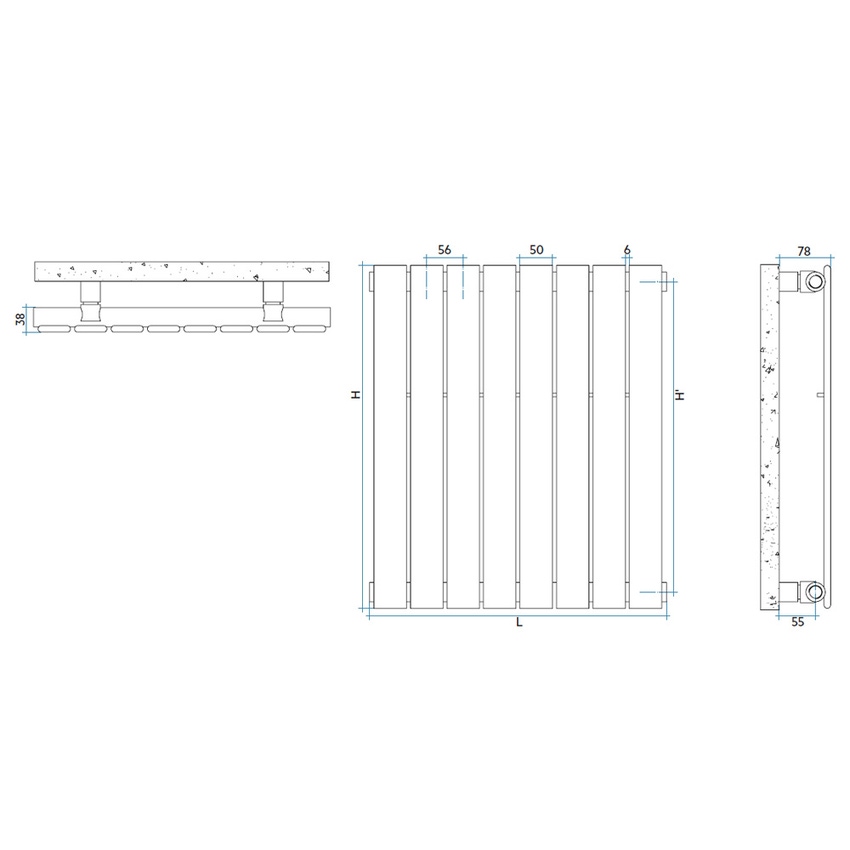 Immagine di Irsap PIANO radiatore verticale 6 elementi H.252 L.34,4 P.3,8 cm, colore bianco PI125200601IR01A01