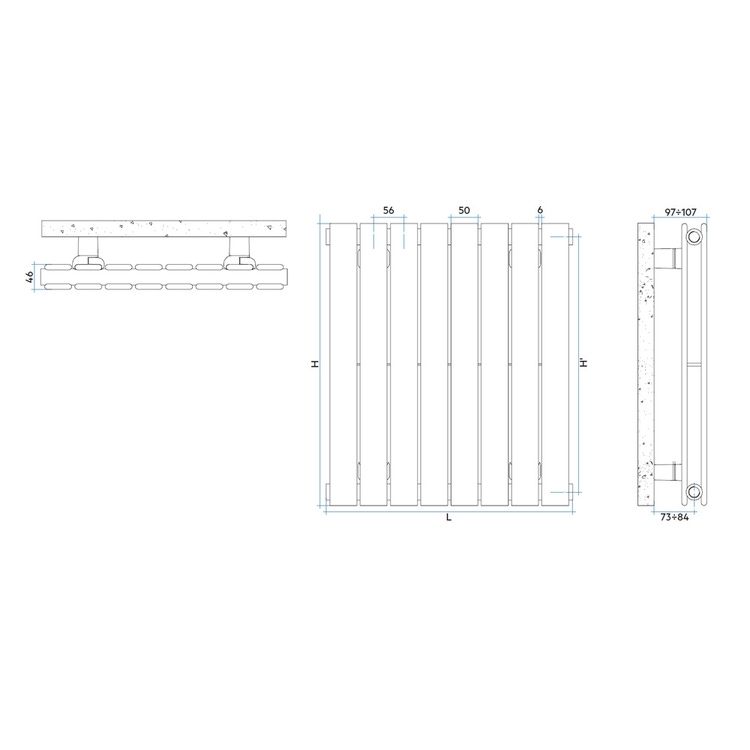 Irsap PIANO 2 radiatore verticale 12 elementi H.182 L.68 P.4,6 cm, colore quarz 2 finitura ruvido PI21820122CIR01A01