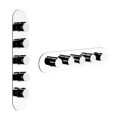 Immagine di Gessi WELLNESS Tondo miscelatore termostatico alta portata a parete, 4 uscite indipendenti, installazione verticale/orizzontale, senza corpo incasso, finitura cromo 43068#031