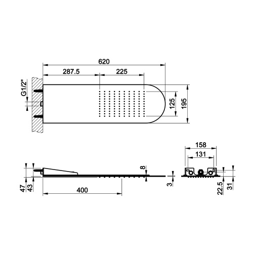 Immagine di Gessi WELLNESS Tondo 200 soffione doccia a parete, finitura mirror steel 33051#238