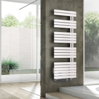 Immagine di Irsap SOUL AIR ELETTRICO scaldasalviette, 19 tubi, 4 intervalli, H.147,8 L.55 P.11cm, attacco destro, con resistenza booster da 1000 Watt, colore bianco finitura lucido SUL055Z01IR01NNN01