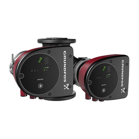 Immagine di Grundfos MAGNA1 D 32-60 F Circolatore elettronico a rotore bagnato ad alta efficienza per impianti di riscaldamento e condizionamento, versione gemellare con bocche flangiate DN 32, prevalenza max 6 m 99221273