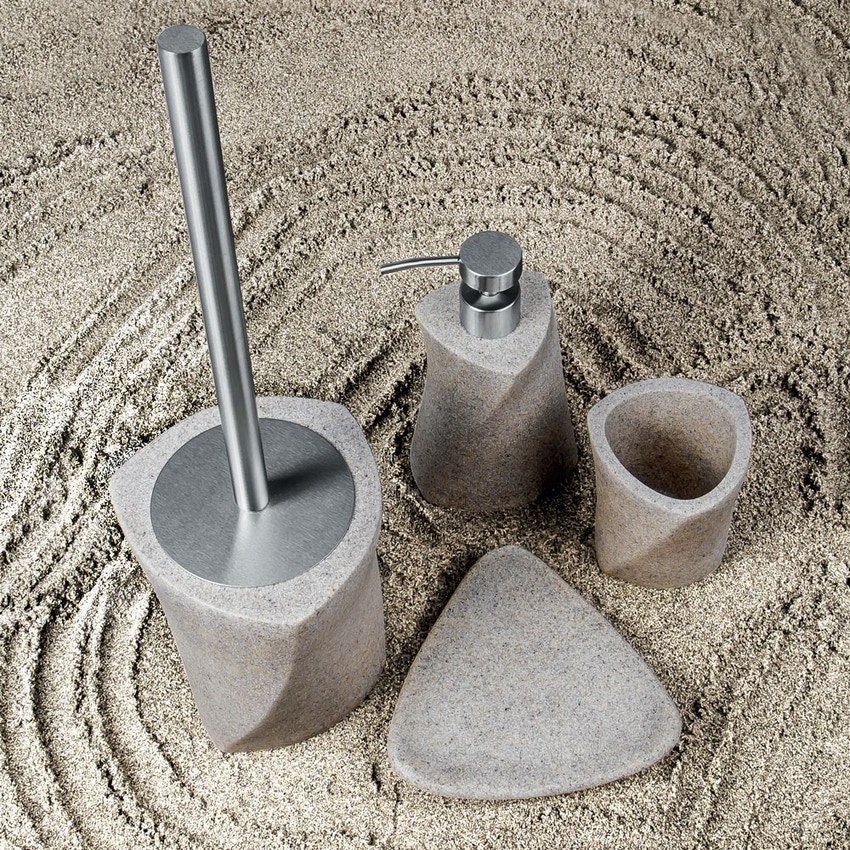 Immagine di Colombo Design COOL SANDY porta sapone d'appoggio in resina e sabbia, finitura beige W4601-RBE