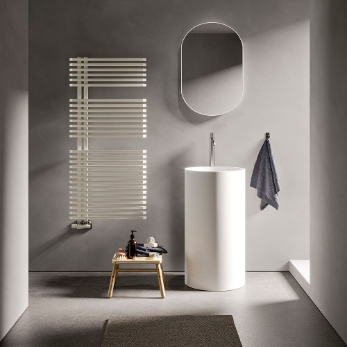 Immagine di Irsap JAZZ scaldasalviette attacco destro, 18 tubi, 2 intervalli, H.89 L.50 P.6,7 cm, colore bianco JRS050B01IR01NNN03