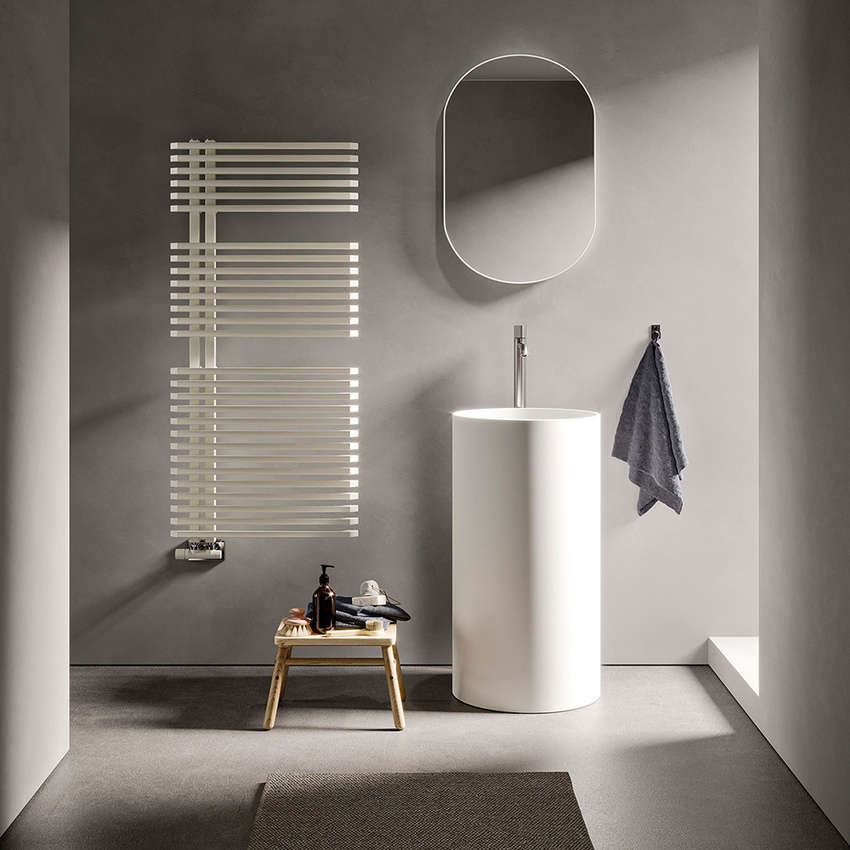 Immagine di Irsap JAZZ scaldasalviette attacco destro, 18 tubi, 2 intervalli, H.89 L.50 P.6,7 cm, colore bianco JRS050B01IR01NNN03