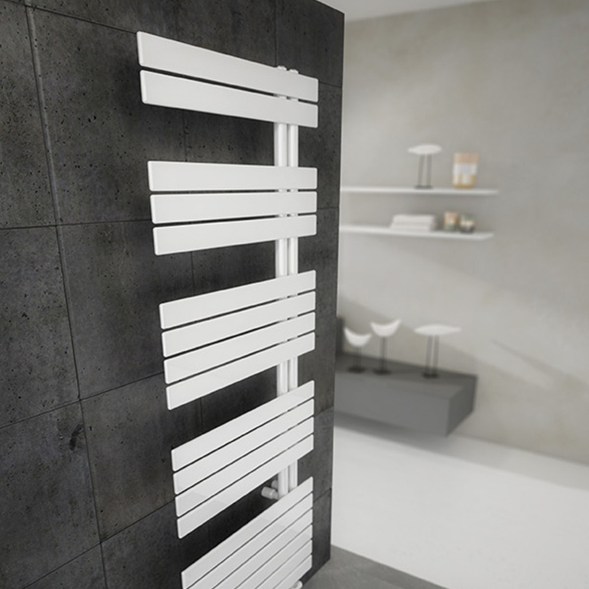 Immagine di Irsap SOUL scaldasalviette, 14 tubi, 3 intervalli, H.105,4 L.55 P.5 cm, attacco sinistro, colore bianco SNM055B01IR01NNN02