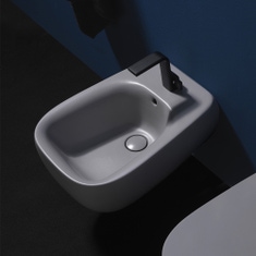 Immagine di Flaminia FLUO bidet sospeso monoforo, con troppopieno, colore cenere finitura opaco FU218CEN