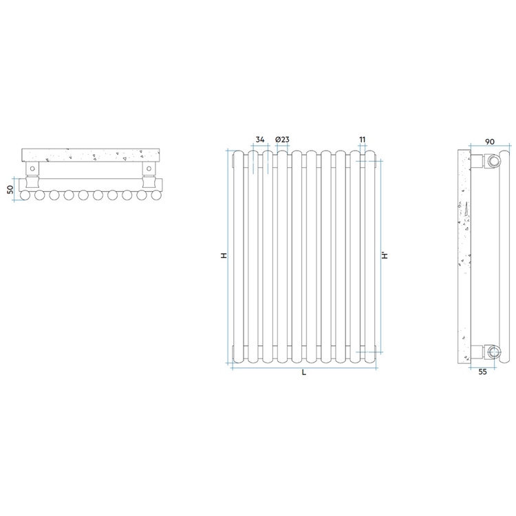Immagine di Irsap ARPA23 radiatore verticale 12 elementi, H.70 L.40,2 P.5 cm, colore nero finitura opaco SI1070012K1IR01A