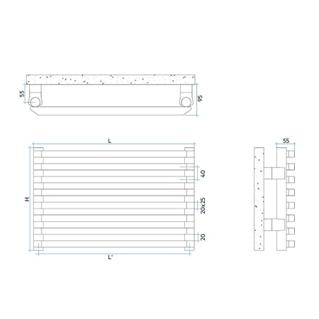 Immagine di Irsap SAX radiatore orizzontale 14 elementi, H.56 L.73 P.5,5 cm, colore bianco SX107301401IR01H01