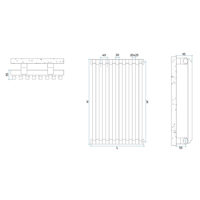Immagine di Irsap SAX radiatore verticale 40 elementi, H.90 L.160 P.5,5 cm, colore bianco SX109004001IR01A01