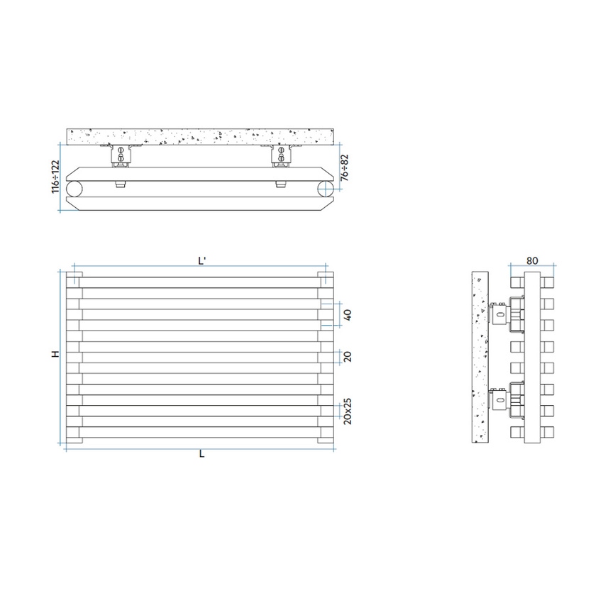 Immagine di Irsap SAX2 radiatore orizzontale 36 elementi H.144 L.90 P.8 cm, colore bianco SX209003601IR01H01