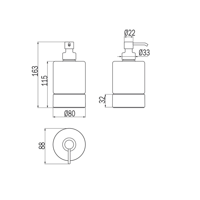 Immagine di Inda MITO spandisapone da appoggio 0,25 l, con contenitore in vetro satinato ed erogatore, finitura cromo A20060CR21