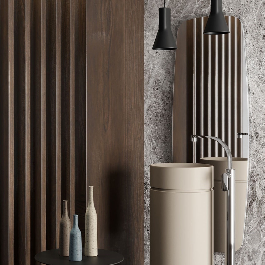 Immagine di Flaminia FLAG specchio reversibile L.62 H.172 cm, con bordo molato trasparente e luce led FG172SPE