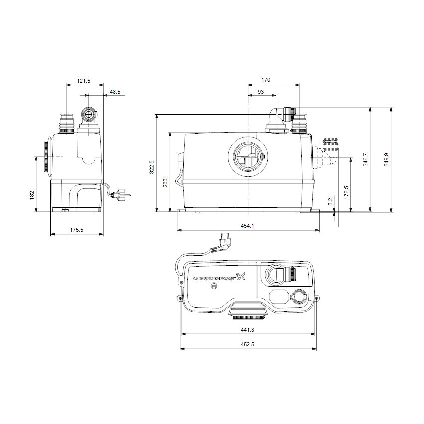 Immagine di Grundfos SOLOLIFT2 WC-1 Stazione di sollevamento automatica compatta per acque reflue domestiche, collegamento WC + 1 ingresso aggiuntivo 97775314