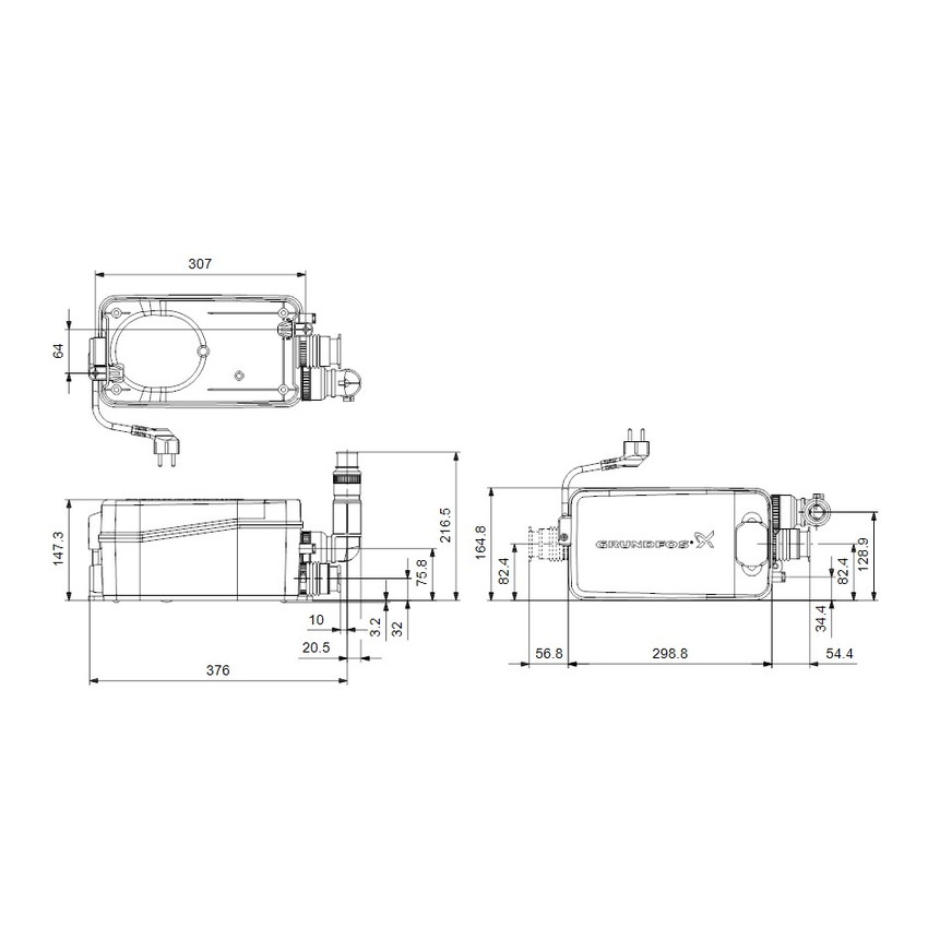 Immagine di Grundfos SOLOLIFT2 D-2 Stazione di sollevamento automatica per acque grigie domestiche, 2 ingressi 97775318