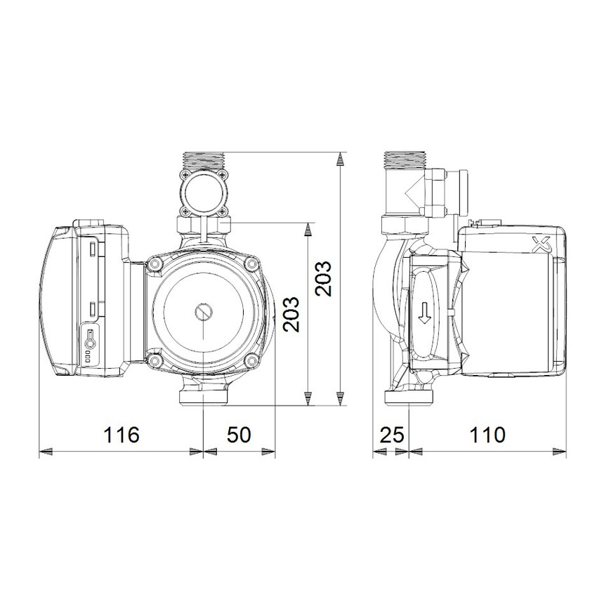 Immagine di Grundfos UPA 15-160 Circolatore a rotore bagnato per aumento pressione dell'acqua nelle abitazioni residenziali, con corpo in ghisa, bocche filettate G 1", portata max 4.4 m³/h - prevalenza max 16 m 99331335