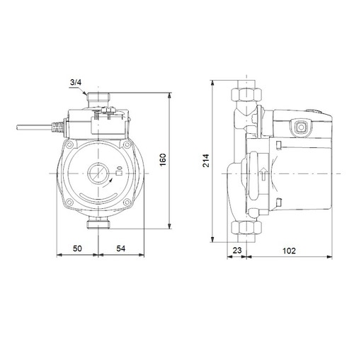 Immagine di Grundfos UPA 15-90 N Circolatore a rotore bagnato per aumento pressione dell'acqua nelle abitazioni residenziali, con corpo in acciaio inox, bocche filettate G 3/4", prevalenza max 9 m 99539041