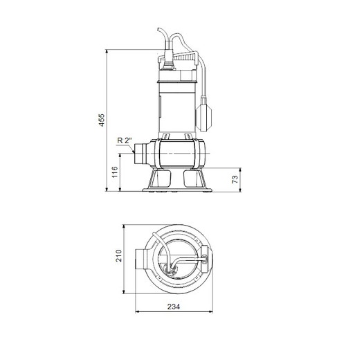 Immagine di Grundfos UNILIFT AP 50B.50.11.A1.V Pompa sommergibile in acciaio inox per drenaggio acque reflue, con galleggiante, portata max 28 m³/h - prevalenza max 14 m (cavo 5 m) 96004598