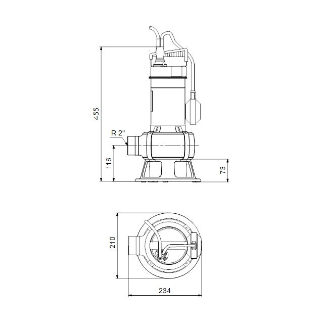 Immagine di Grundfos UNILIFT AP 50B.50.11.A1.V Pompa sommergibile in acciaio inox per drenaggio acque reflue, con galleggiante, portata max 28 m³/h - prevalenza max 14 m (cavo 5 m) 96004598