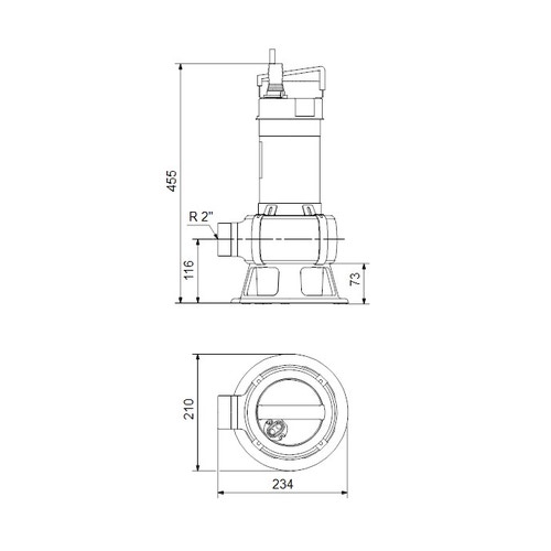 Immagine di Grundfos UNILIFT AP 50B.50.11.1.V Pompa sommergibile in acciaio inox per drenaggio acque reflue, senza galleggiante, portata max 28 m³/h - prevalenza max 14 m (cavo 10 m) 96004599