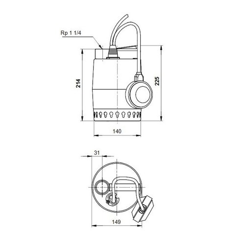 Immagine di Grundfos UNILIFT KP 150 A 1 Pompa sommergibile in acciaio inox per drenaggio acque reflue, con galleggiante, portata max 8.5 m³/h - prevalenza max 5.5 m (cavo 10 m) 011H1800