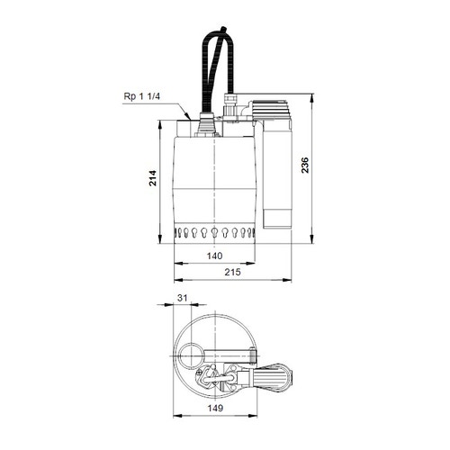Immagine di Grundfos UNILIFT KP 150 AV 1 Pompa sommergibile in acciaio inox per drenaggio acque reflue, con galleggiante verticale, portata max 8.5 m³/h - prevalenza max 5.5 m (cavo 10 m) 011H1900