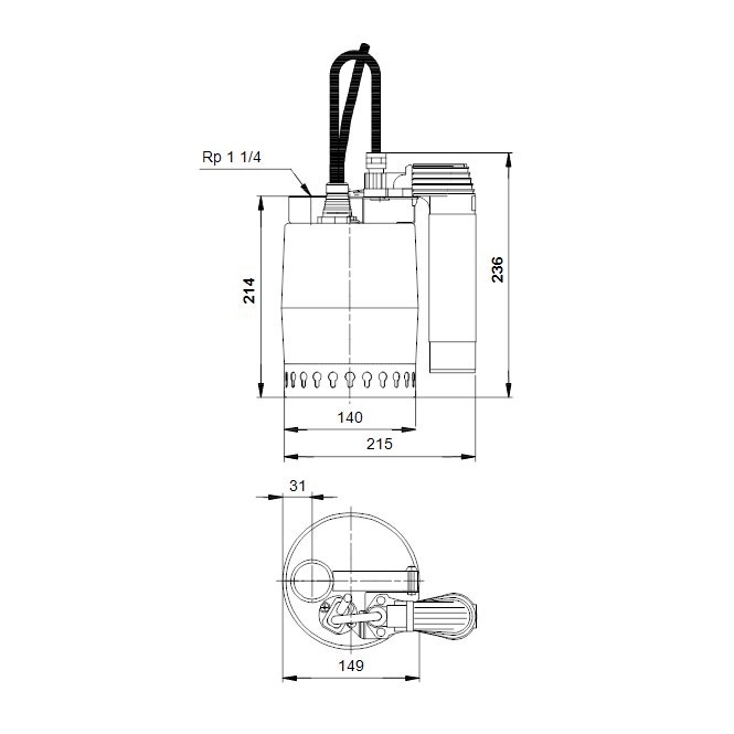 Immagine di Grundfos UNILIFT KP 150 AV 1 Pompa sommergibile in acciaio inox per drenaggio acque reflue, con galleggiante verticale, portata max 8.5 m³/h - prevalenza max 5.5 m (cavo 10 m) 011H1900