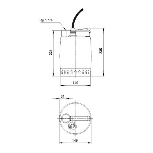 Immagine di Grundfos UNILIFT KP 350 M 1 Pompa sommergibile in acciaio inox per drenaggio acque reflue, senza galleggiante, portata max 14 m³/h - prevalenza max 9 m (cavo 10 m) 013N1300